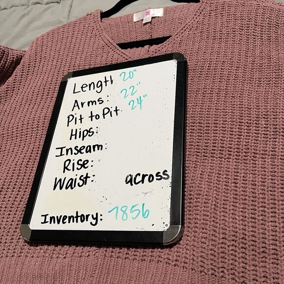 Chloe & Cyrus Tania V Neck Sweater Dark Pink Mauve Womens Size M Dolman Oversize - Picture 11 of 11